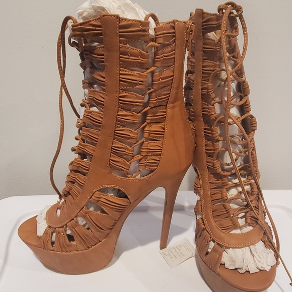 Bebe Lace up Wedge Stillotes Shoes - Picture 3 of 6